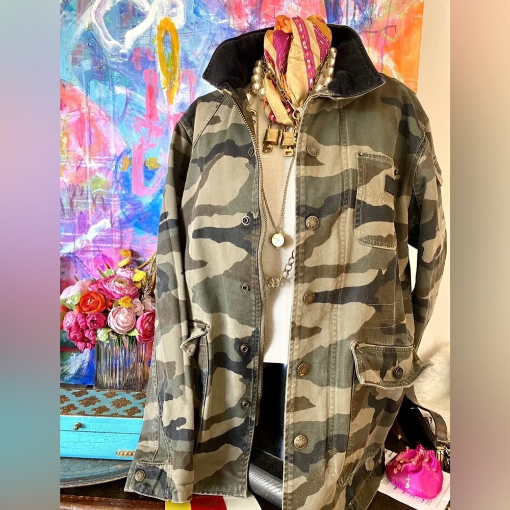 ROCKSMITH Camouflage Camo Jacket Designer Fall Winter Coat Fashion Stylist L